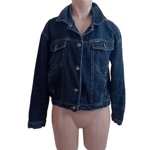 Vintage O'Sport  Jeans Dark Wash Denim Jean Jacket W/ Lion Buttons‎ Size Large
